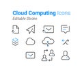 Set of Cloud computing icon. Premium quality graphic design. Editable Stroke Royalty Free Stock Photo