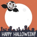 Happy halloween banner with cartoon vampire. Royalty Free Stock Photo