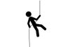 Climber silhouette illustration. Young man abseiling