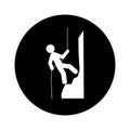 Climber silhouette illustration. Young man abseiling