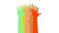 Raised hands volunteering concept