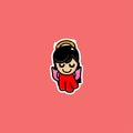 Cute Red Angel with Pink Wings Cartoon Character Vector Illustration Royalty Free Stock Photo