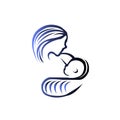Vector Illustration Of Mother Holding Baby Son
