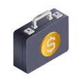 Money briefcase - Isometric 3D illustration.