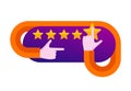 Abstract hand assesses five rating stars