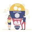 Flat design with people. GNI - Gross National Income. acronym business concept.