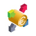 Sharing euro money - Isometric 3D illustration.