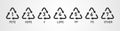 Plastic recycling codes icon set. Royalty Free Stock Photo