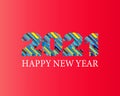 Happy New Year 2021 colorful facet logo text design. Cover of business diary for 2021 with wishes. Royalty Free Stock Photo