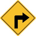 Turn right traffic sign on white background. Royalty Free Stock Photo