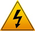 High Voltage Sign. Danger symbol. Black arrow isolated in yellow triangle on white background. Warning icon. Royalty Free Stock Photo