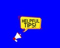 Helpful tips symbol. Megaphone banner. Education faq sign. Help assistance. Loudspeaker with speech bubble. Helpful tips sign