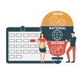Flat design with people. GNI - Gross National Income. acronym business concept.