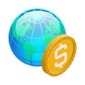 World money - Isometric 3D illustration.