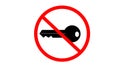 No key locked, dont used key red sign warning
