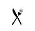 Cutlery. Plate fork and knife silhouette Royalty Free Stock Photo