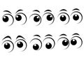 Black and white cartoon eyes set Royalty Free Stock Photo