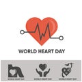 World heart day with heart rate logo vector