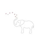 Elephant love hearts background design, vector