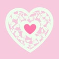 Pink heart with leaves logo tattoo vector
