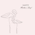 Happy mothers day greetings card. Flamingo birds. Vector Royalty Free Stock Photo