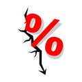 Percent sign coming out of the crack Royalty Free Stock Photo