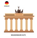 Colorful vector Brandenburg gate, famous landmark of Berlin, Germany. Royalty Free Stock Photo