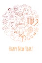 Happy New Year. 2021. New Year 2021. happy  round composition for greeting card and poster for the holiday. Vector illustration fo Royalty Free Stock Photo