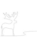 Deer animal in forest. Line draw design vector illustration Royalty Free Stock Photo
