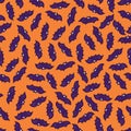 Spooky Halloween bats seamless pattern template. Cute simple minimalism cartoon vector illustration