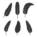 Black Feather sets vector design illustration isolated in white color Royalty Free Stock Photo