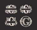 Alphabet Split Monograms, Split Letter Monogram, Alphabet Frame Font. Laser cut template. Initial monogram letters.