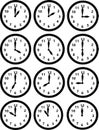 Set twelve clock icon vector. Royalty Free Stock Photo