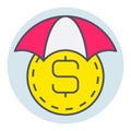 Filled color outline icon for money insurance.