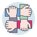 Filled color outline icon for collaboration.