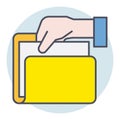 Filled color outline icon for folder. Royalty Free Stock Photo