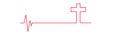 Heartbeat icon with Christian cross.Heart rate with a Christian cross symbol