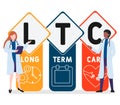 Flat design with people. LTC - Long Term Care, medical concept. Royalty Free Stock Photo
