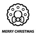 Artoon christmas wreath outline with text