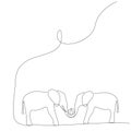 Elephants family near tree drawing. Vector