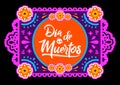 Dia de Muertos, Day of Dead spanish text Offering vector illustration.