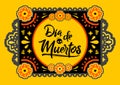 Dia de Muertos, Day of Dead spanish text Offering vector illustration.