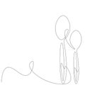 Spoons silhouette line drawing, vector