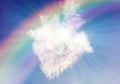 Spiritual guidance, Angel of light and love doing a miracle on sky, rainbow angelic wings Royalty Free Stock Photo