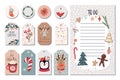 Christmas stickers set, winter tags/hanged labels and To Do list with cute seasonal elements Royalty Free Stock Photo