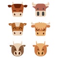 Set of cute vector bulls