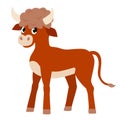 Cute calf isolated on white background. Year of the Bull. New Year card. Vector illustration.