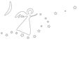 Christmas angel with stars line drawing
