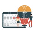 Flat design with people. PFI - Private Finance Initiative acronym. business concept background.