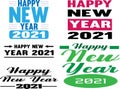 Big collection of 2021 Happy New Year signs. Set of 2021 Happy New Year symbols. Royalty Free Stock Photo